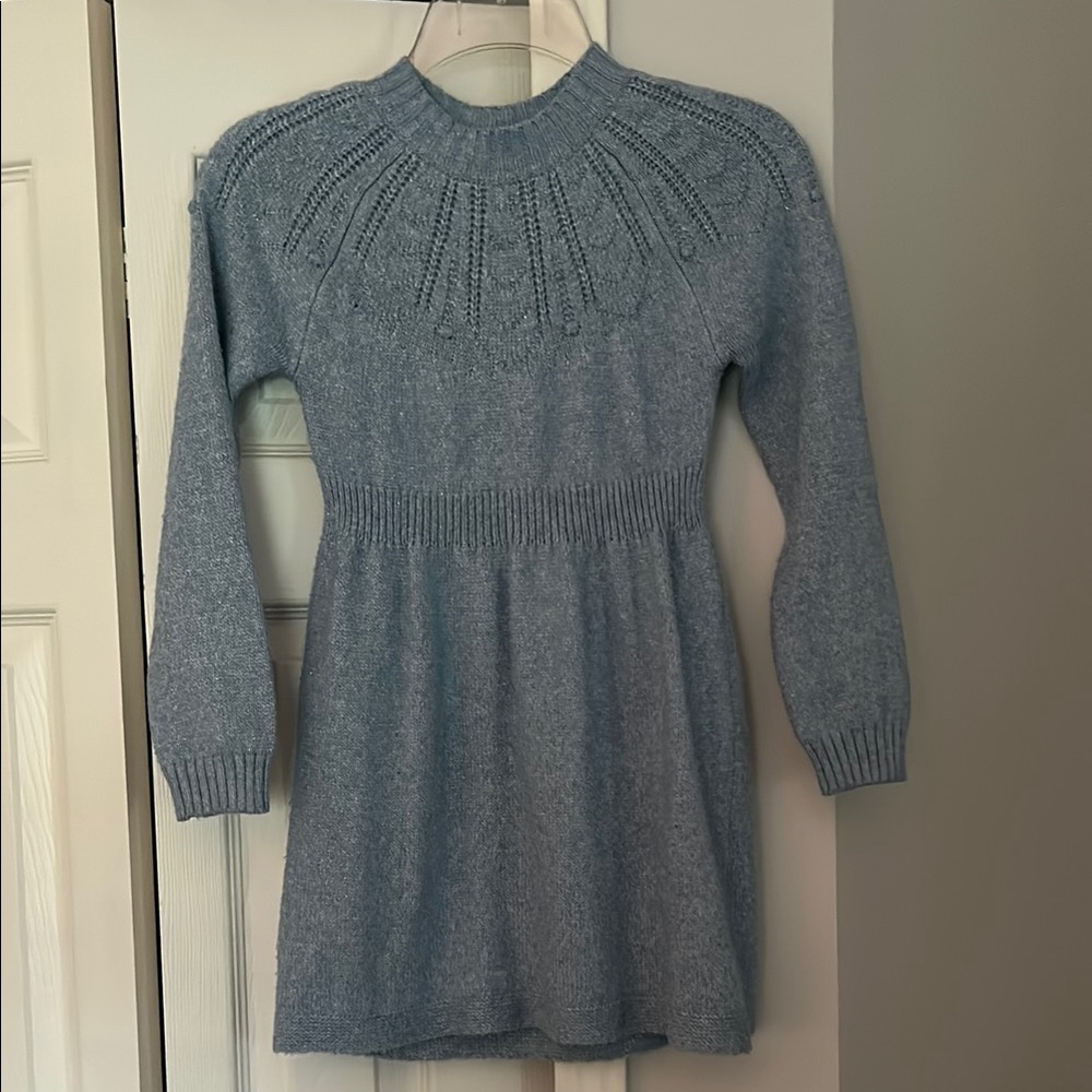 Blue Knit Sweater Dress